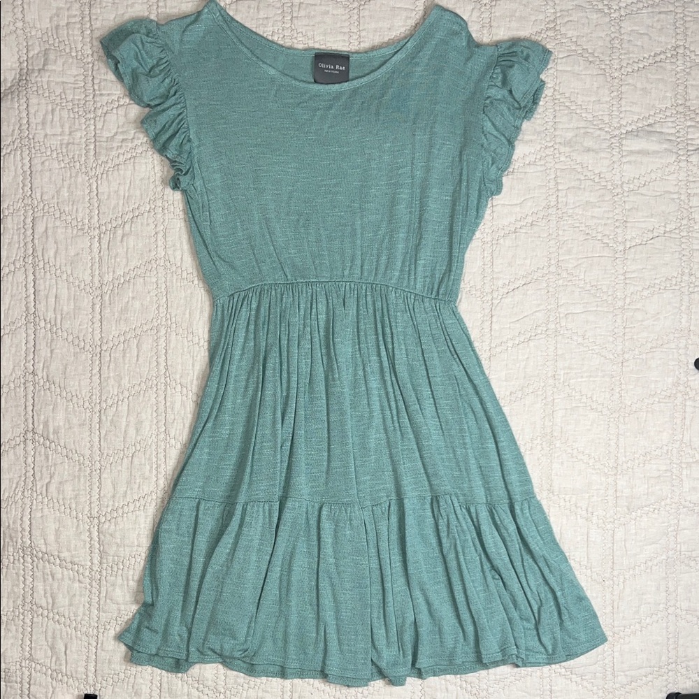 Olivia Rae Aqua Ruffle Mini Dress